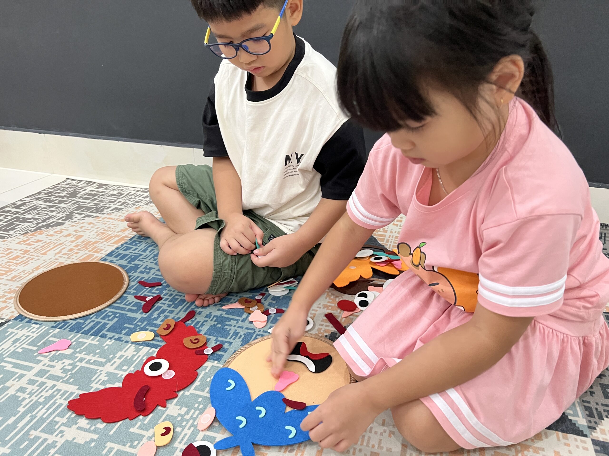 Students creating a hands-on art project